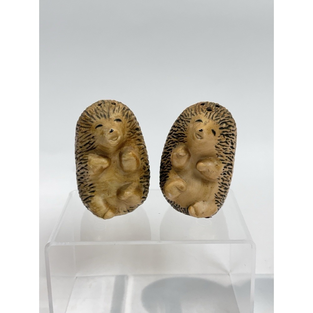 Vintage Hedgehog‎ Salt Pepper Shakers Korea Cute Woodland Animal Ceramic Set